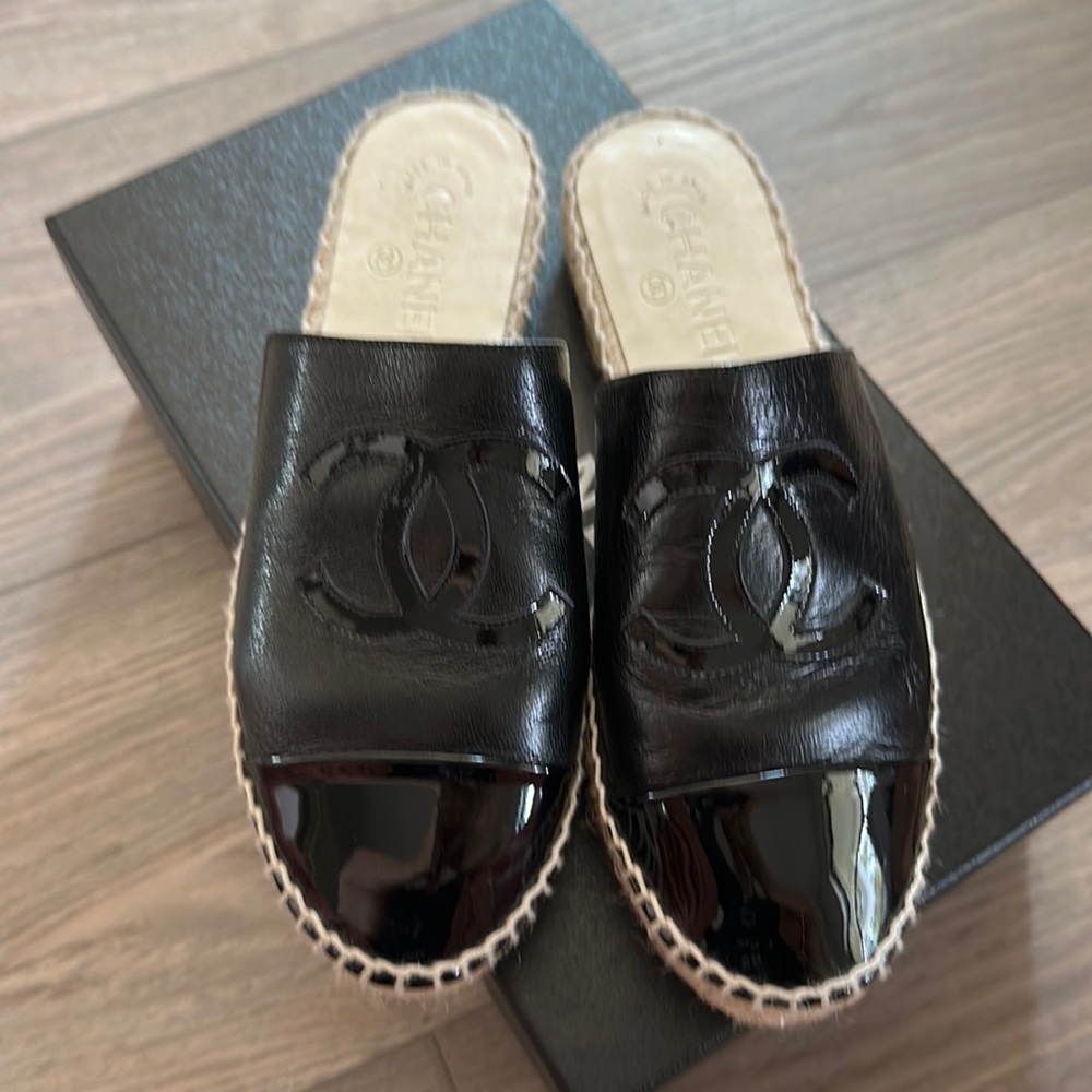 Chanel patent leather espadrilles